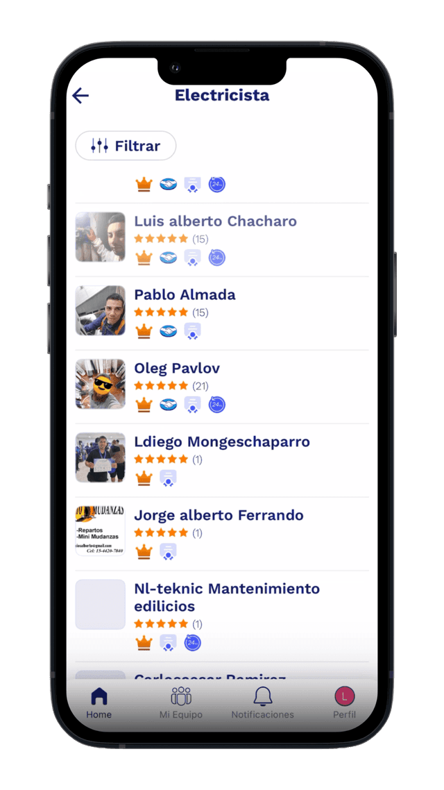 RecomenDatos – lista de electricistas